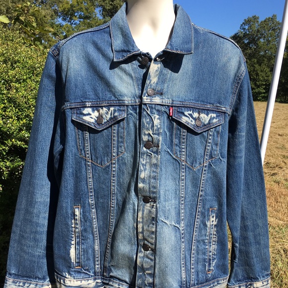 Levi Strauss Stone Wash Acid Wash Denim Mens Jacket Sz 2XL - Picture 10 of 10